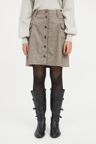 Dolce & Gabbana Brown Wool Pocket Skirt