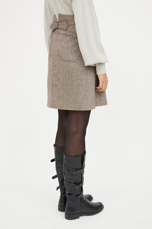 Dolce & Gabbana Brown Wool Pocket Skirt