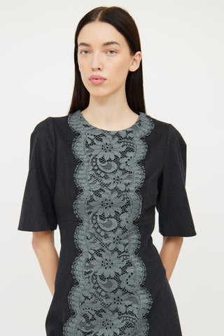 Dolce & Gabbana Grey Lace Panel Dress