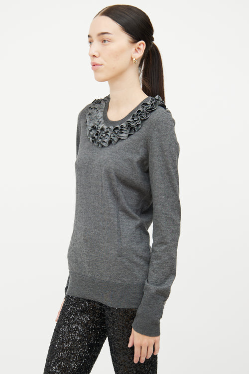 Dolce & Gabbana Grey Ruffle Long Sleeve Top