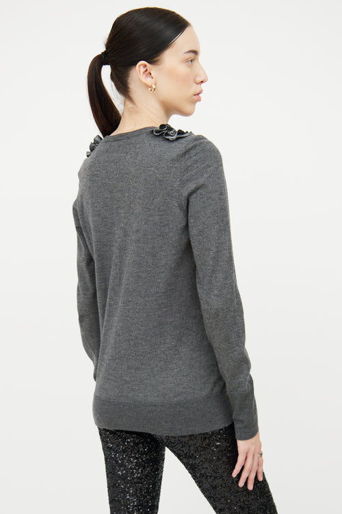 Dolce & Gabbana Grey Ruffle Long Sleeve Top