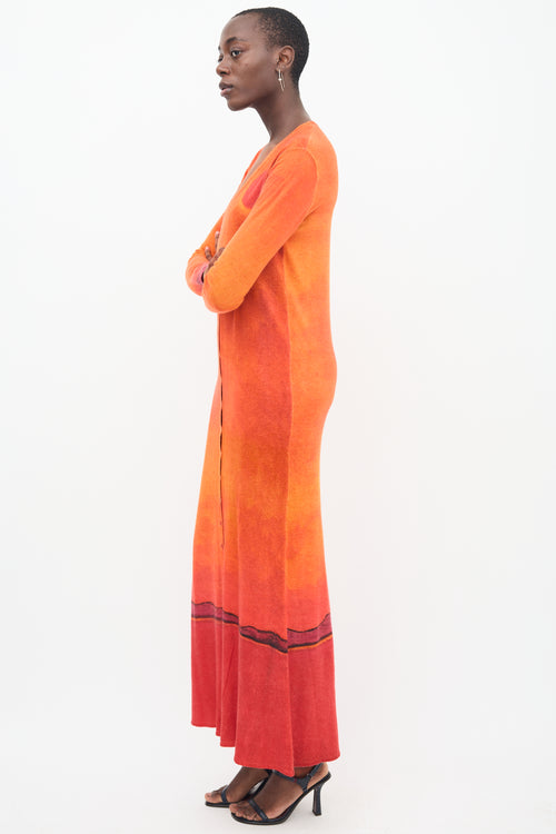 Donde Esteban Orange & Red Cashmere Baru Dress