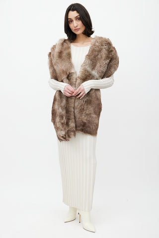 Donna Karan Brown Fur Stole
