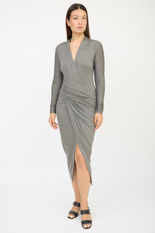 Donna Karan Grey V-Neck Wrap Dress