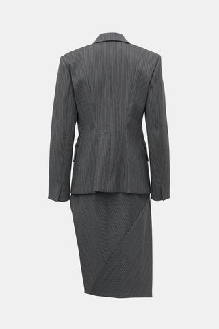 Donna Karan Wool Pinstripe Skirt Suit