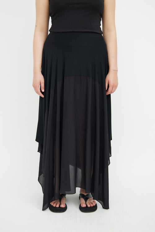 Donna Karan Black Asymmetrical Maxi Skirt