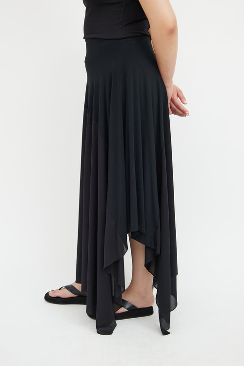 Donna Karan Black Asymmetrical Maxi Skirt