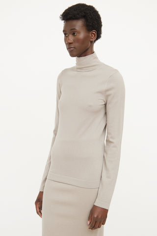 Donna Karan Grey Cashmere Knit Turtleneck Top
