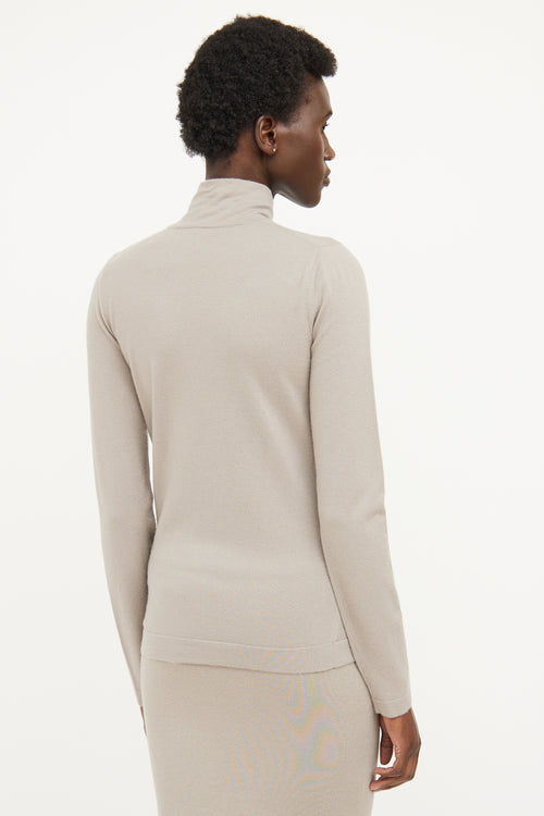 Donna Karan Grey Cashmere Knit Turtleneck Top