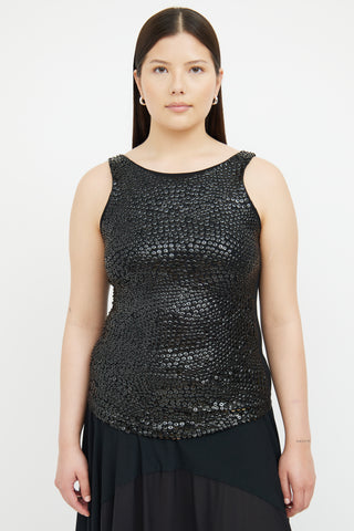 Donna Karan Black Embellished Sequin Top