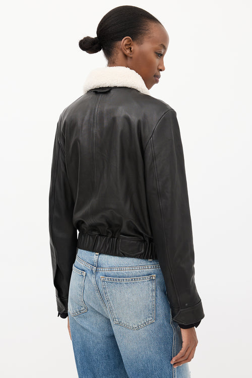 Dorothee Schumacher Black Leather Shearling Statement Jacket