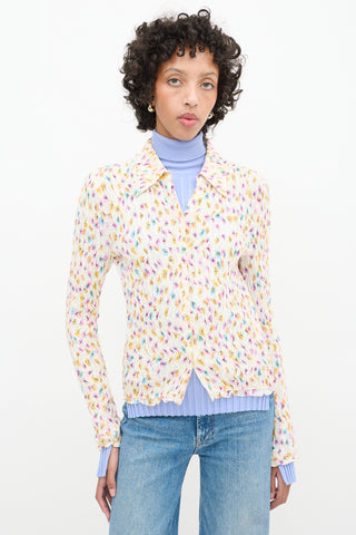 Dorothee Schumacher Cream & Multi Linen Floral Smocked Shirt