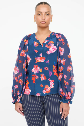 Dorothee Schumacher Silk Floral Pleated Top