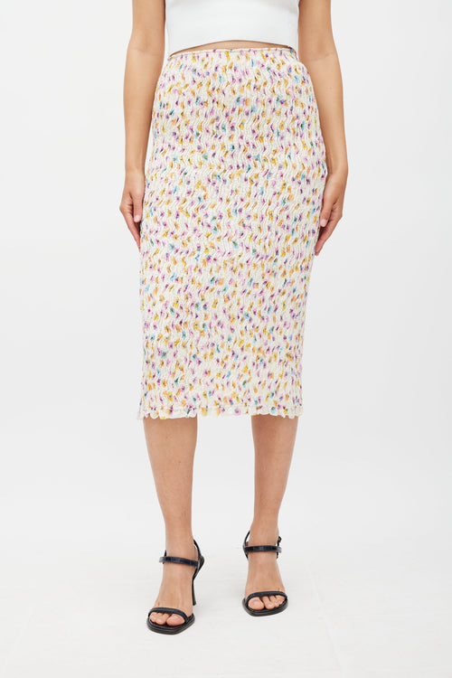 Dorothee Schumacher Cream & Multi Floral Shirred Skirt