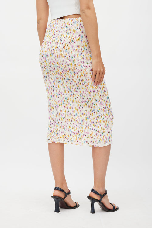 Dorothee Schumacher Cream & Multi Floral Shirred Skirt