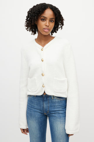 Dorothee Schumacher White Cotton Textured Sweater Jacket