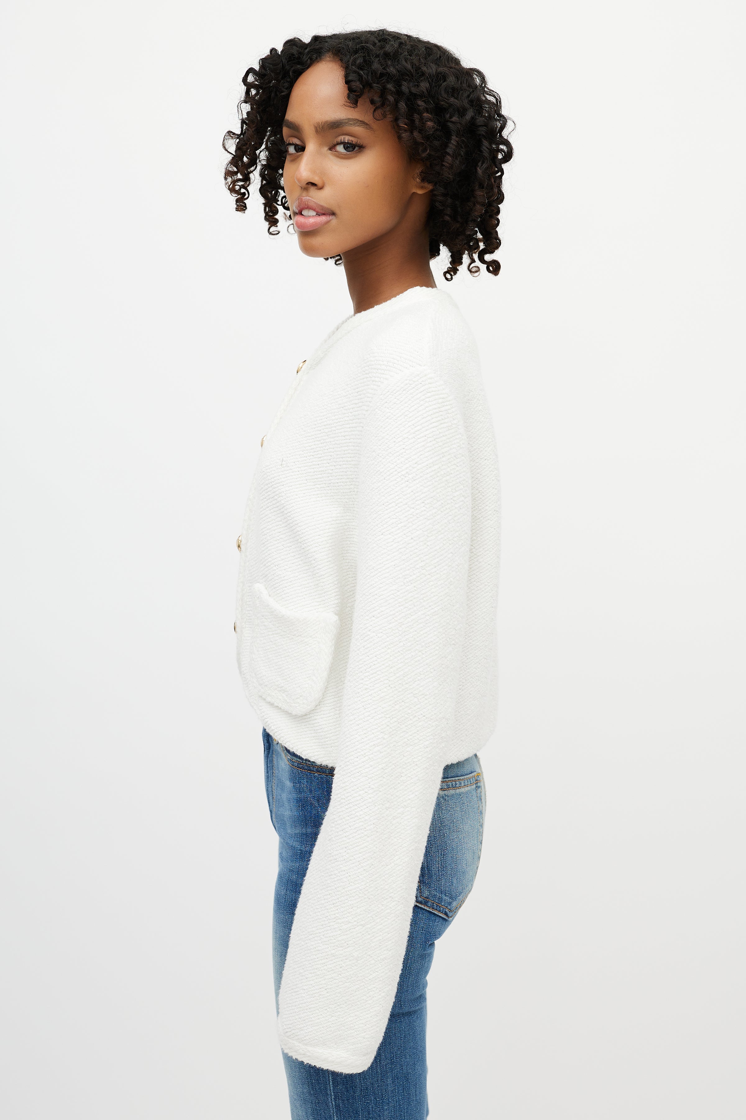 Dorothee Schumacher // White Cotton Textured Sweater Jacket – VSP  Consignment