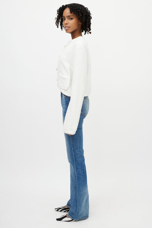 Dorothee Schumacher White Cotton Textured Sweater Jacket