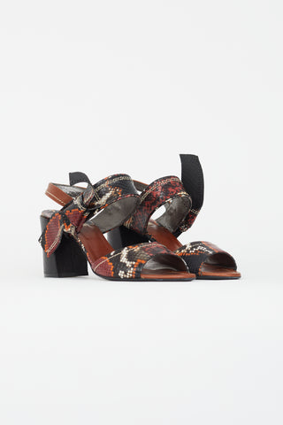 Dorothee Schumacher Red & Multicolour Textured Leather Heel
