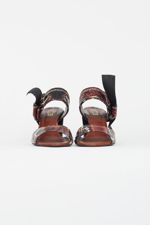 Dorothee Schumacher Red & Multicolour Textured Leather Heel