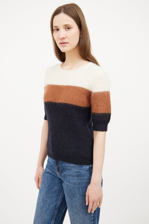 Brown & Multi Colour Short Sleeve Sweater