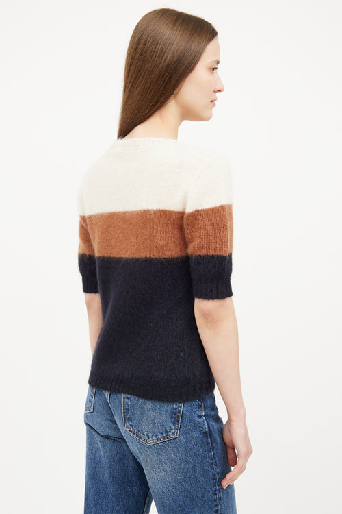 Brown & Multi Colour Short Sleeve Sweater