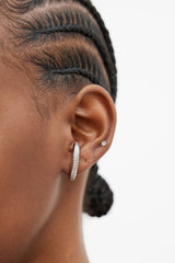 Dorsey Sterling Silver & White Sapphire Curved Single Earring