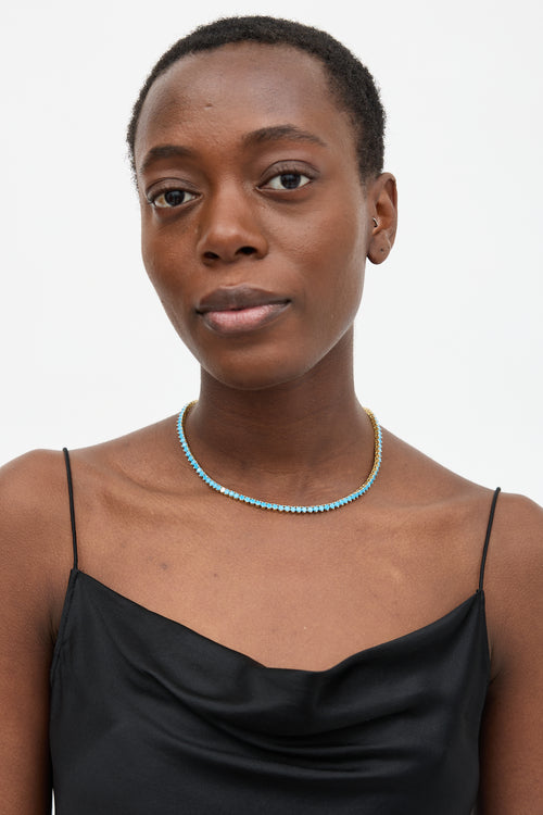 Dorsey Turquoise & Diamond Rivière Bennington Necklace