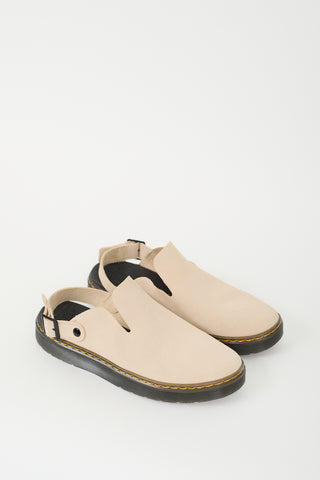 Dr. Martens Beige & Black Suede Carlson Slingback Mule