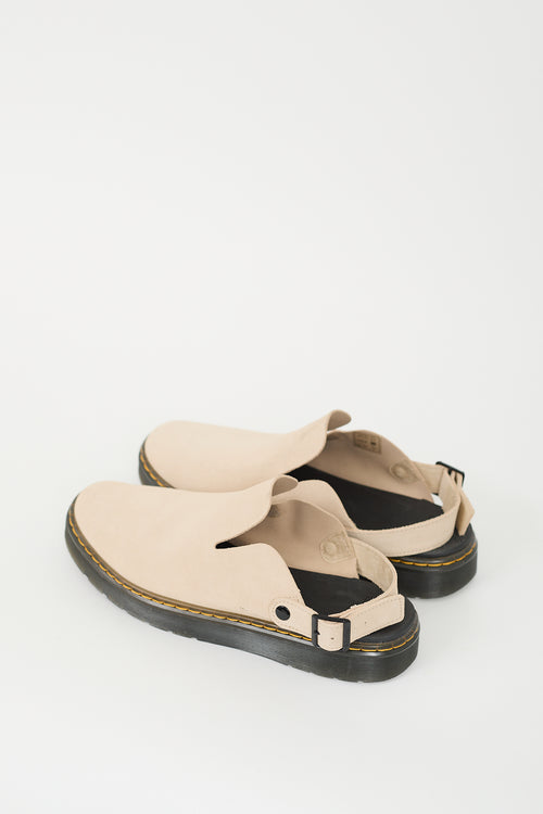 Dr. Martens Beige & Black Suede Carlson Slingback Mule