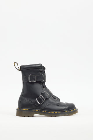 Dr. Martens Black Leather 1490 Quynn Buckled Boot