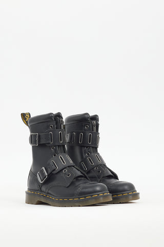 Dr. Martens Black Leather 1490 Quynn Buckled Boot