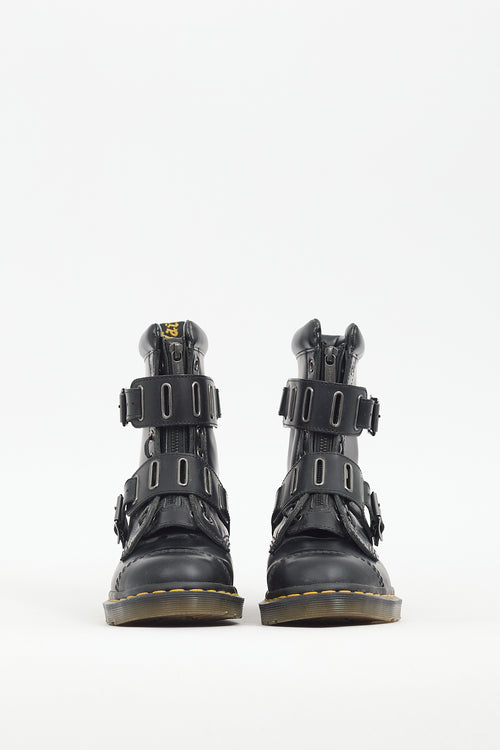 Dr. Martens Black Leather 1490 Quynn Buckled Boot