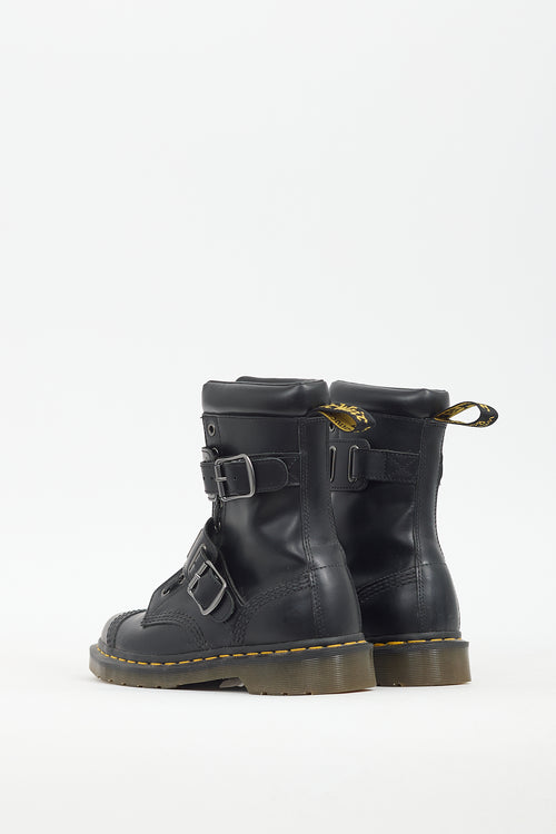 Dr. Martens Black Leather 1490 Quynn Buckled Boot