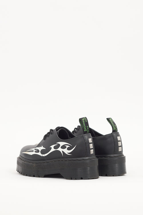 Dr. Martens X Pleasures Black Leather 1461 Platform Derby