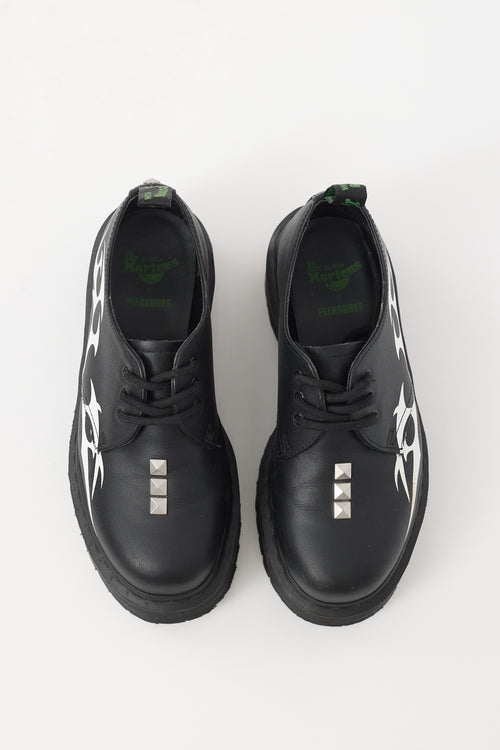 Dr. Martens X Pleasures Black Leather 1461 Platform Derby