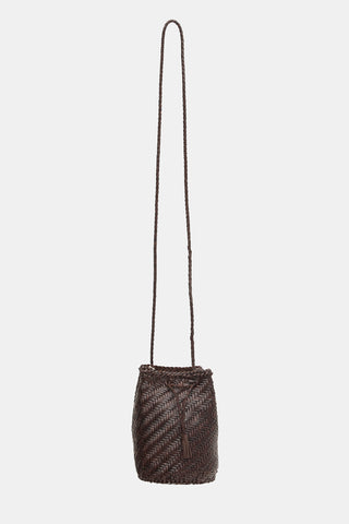 Dragon Diffusion Woven Leather PomPom Bucket Bag
