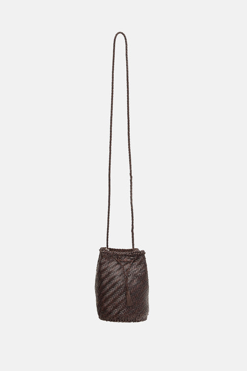 Dragon Diffusion Woven Leather PomPom Bucket Bag