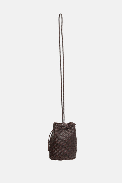Dragon Diffusion Woven Leather PomPom Bucket Bag