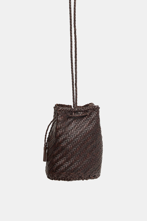 Dragon Diffusion Woven Leather PomPom Bucket Bag