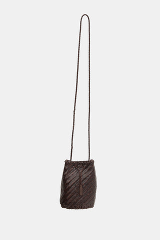 Dragon Diffusion Woven Leather PomPom Bucket Bag