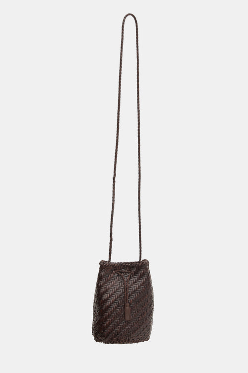 Dragon Diffusion Woven Leather PomPom Bucket Bag