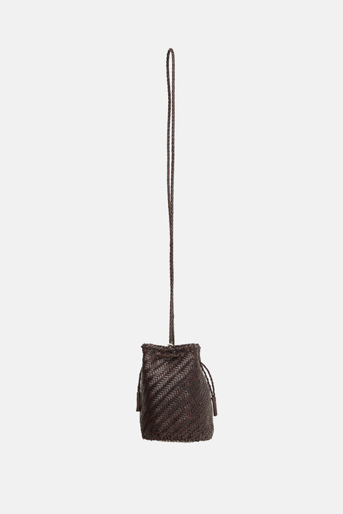 Dragon Diffusion Woven Leather PomPom Bucket Bag