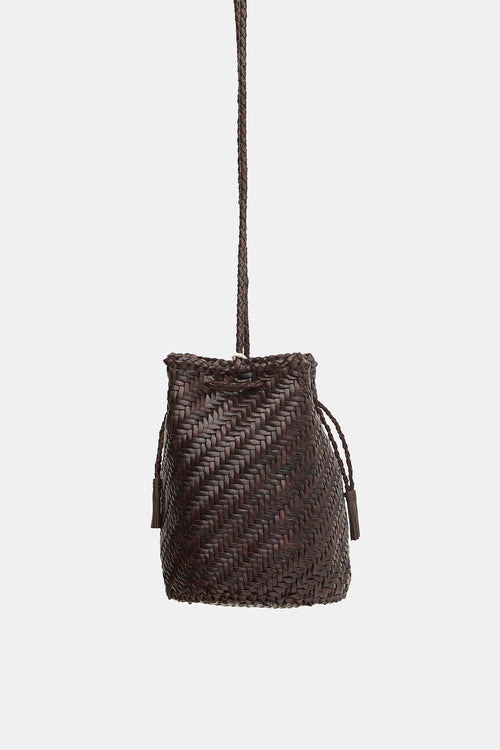 Dragon Diffusion Woven Leather PomPom Bucket Bag