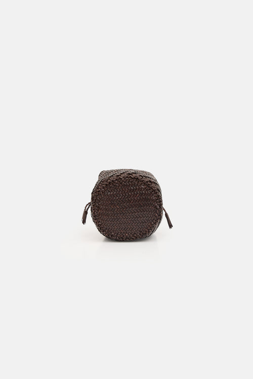 Dragon Diffusion Woven Leather PomPom Bucket Bag
