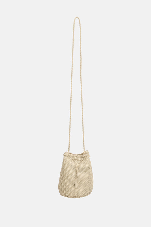 Dragon Diffusion Woven Leather PomPom Bucket Bag