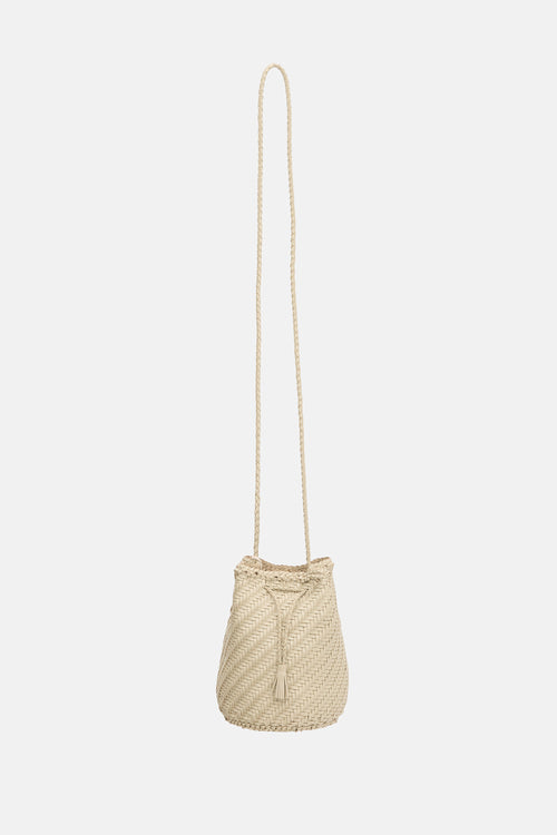 Dragon Diffusion Woven Leather PomPom Bucket Bag