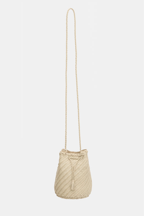 Dragon Diffusion Woven Leather PomPom Bucket Bag