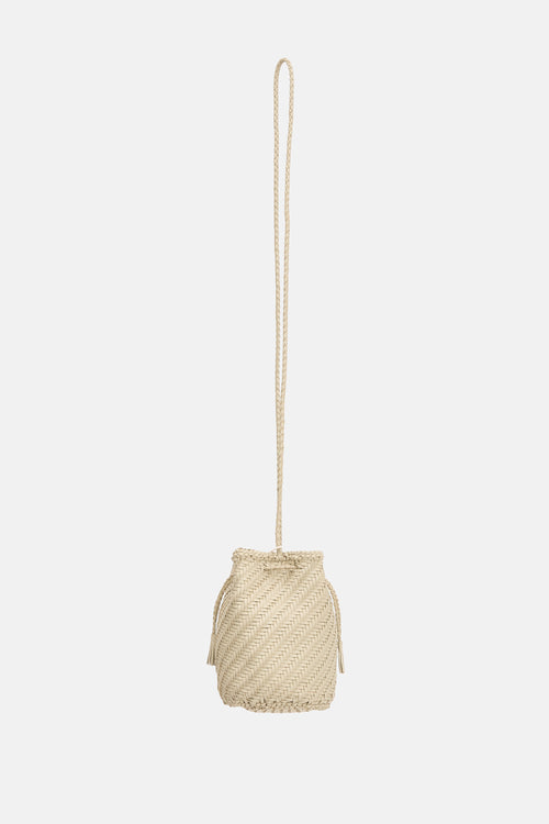Dragon Diffusion Woven Leather PomPom Bucket Bag
