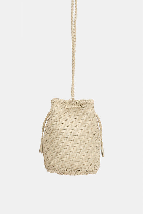 Dragon Diffusion Woven Leather PomPom Bucket Bag